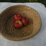Trash has fruit in natural tied straw