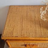 Vintage rattan chest of drawers circa 70s