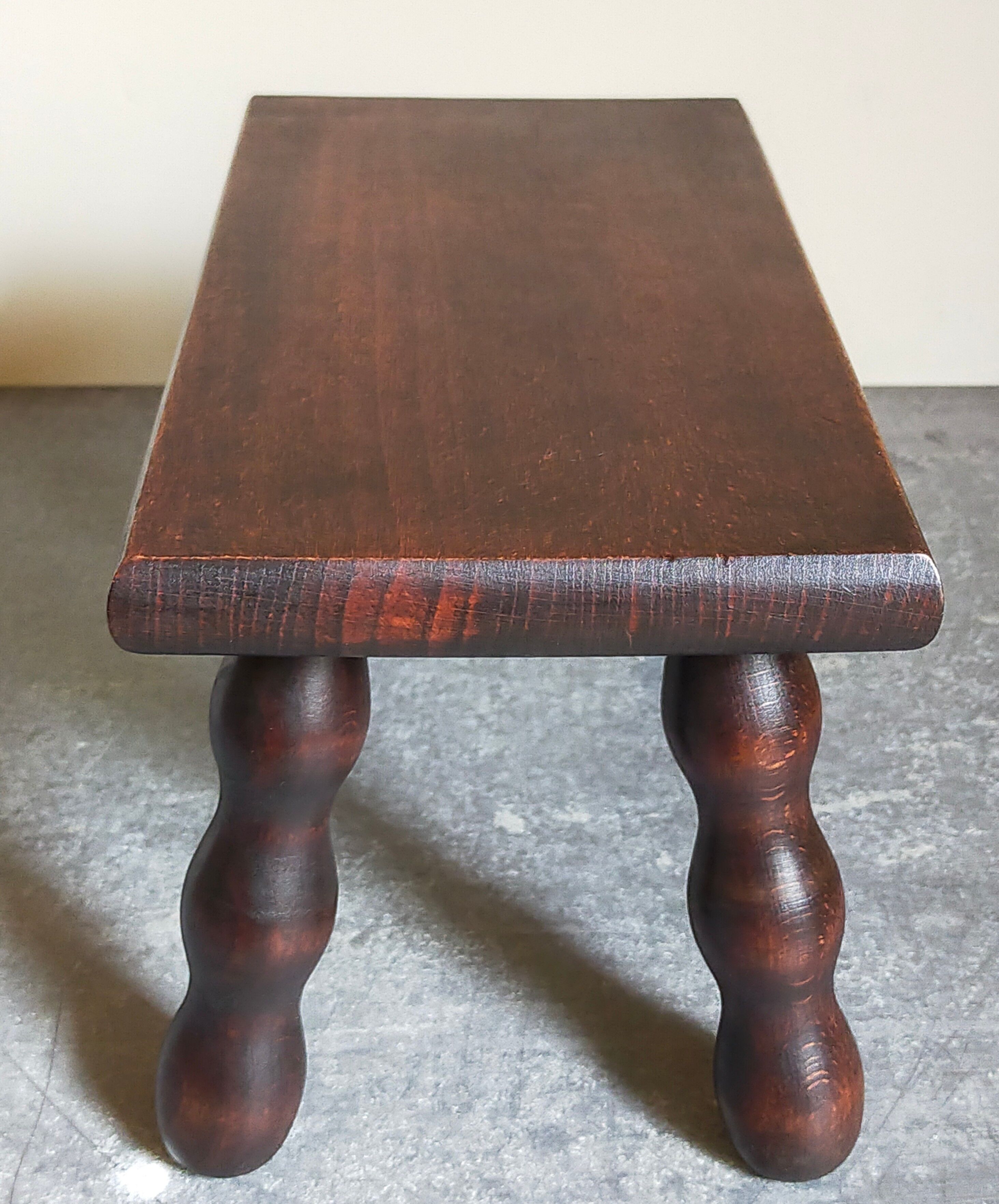 Wooden footrest stool turned solid vintage