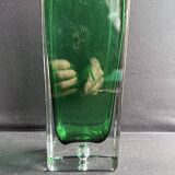 Rectangular vase in green sommerso glass