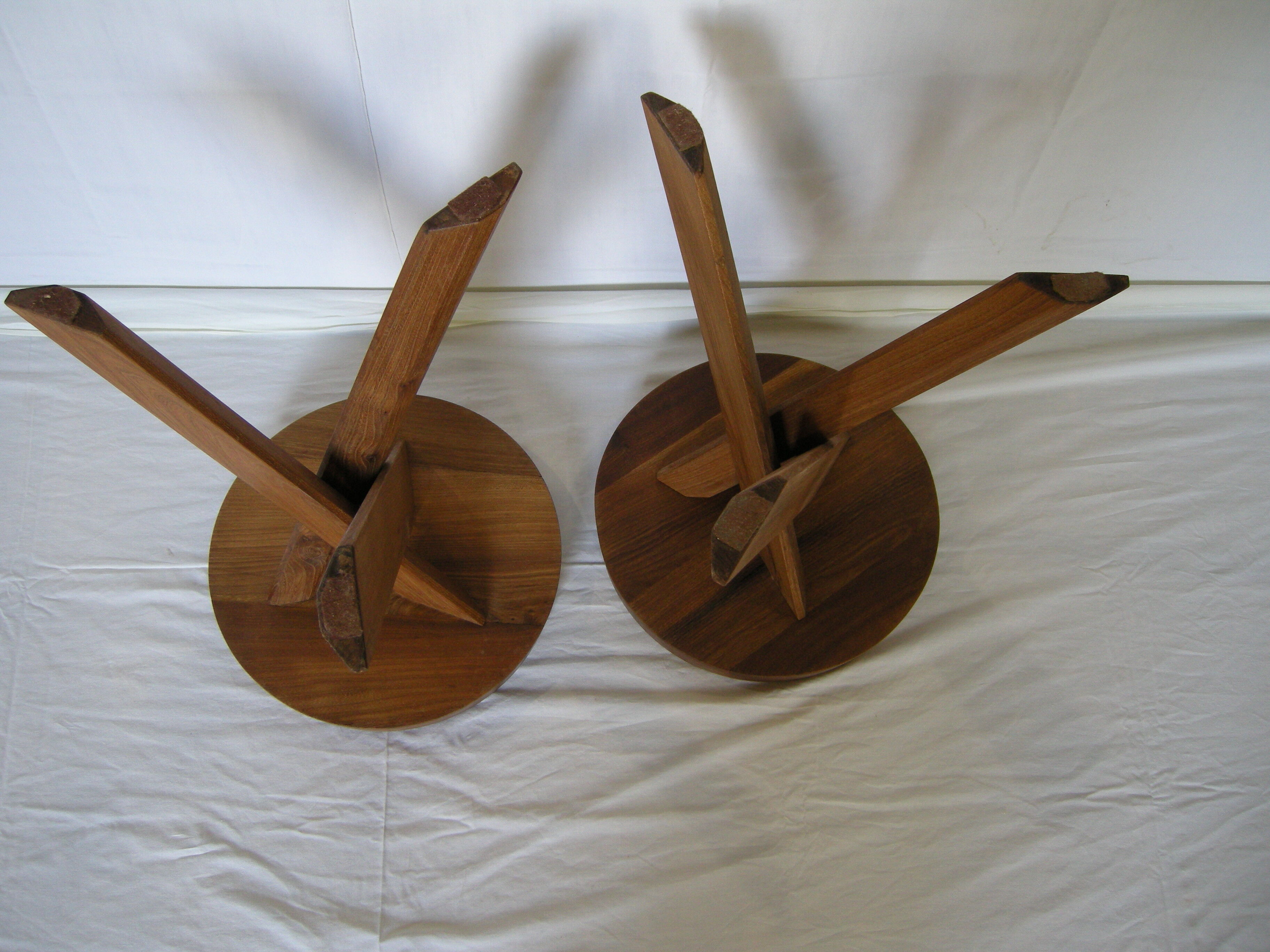 Pair of Pierre Chapo elm stools S31