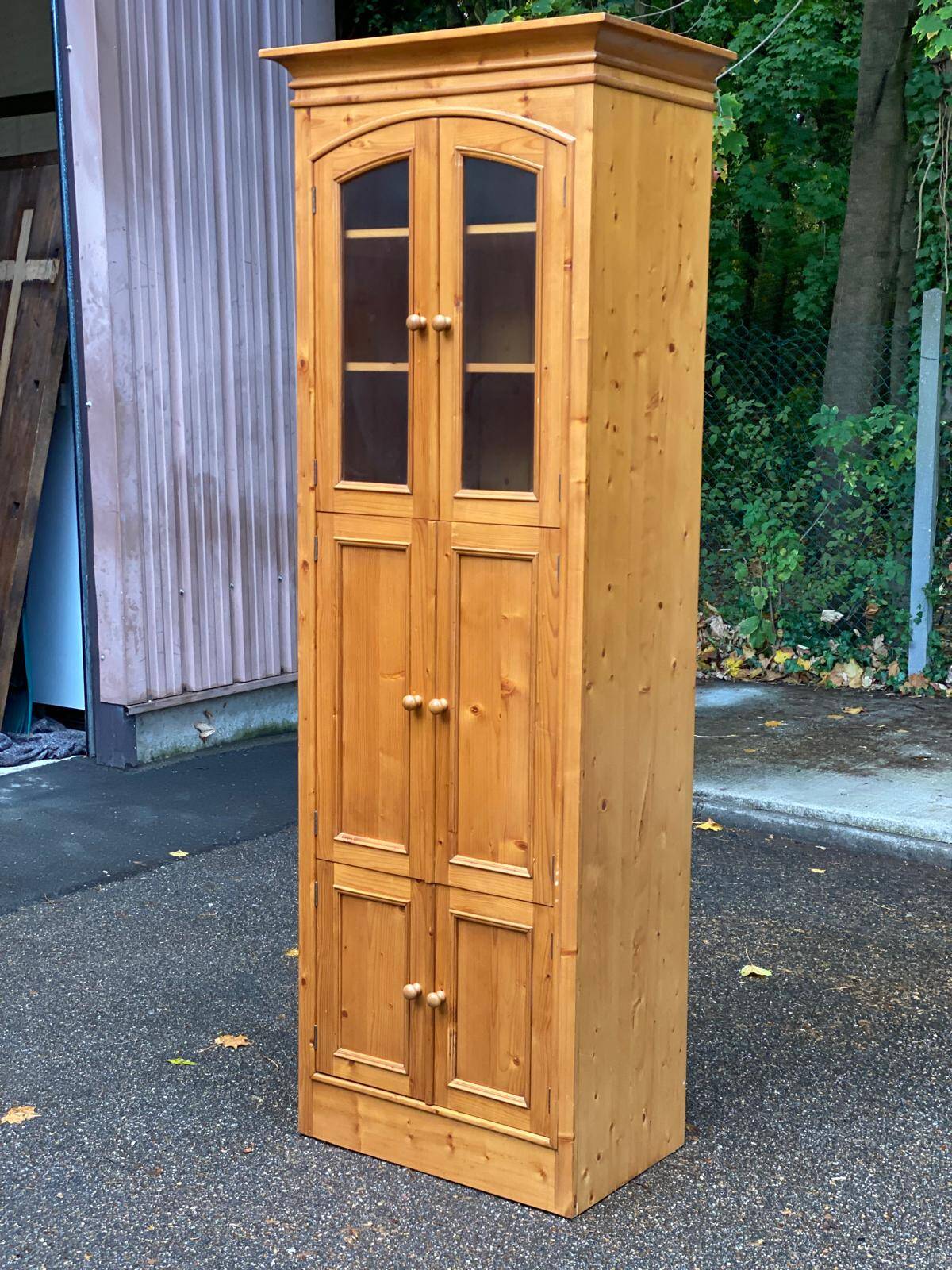 Scandinavian tall solid wood wardrobe with hanging space