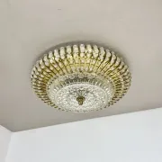 Ceiling Light in Hollywood Regency Style made of Glass and Brass, Ernst Palme Palwa, 1970s, Germany