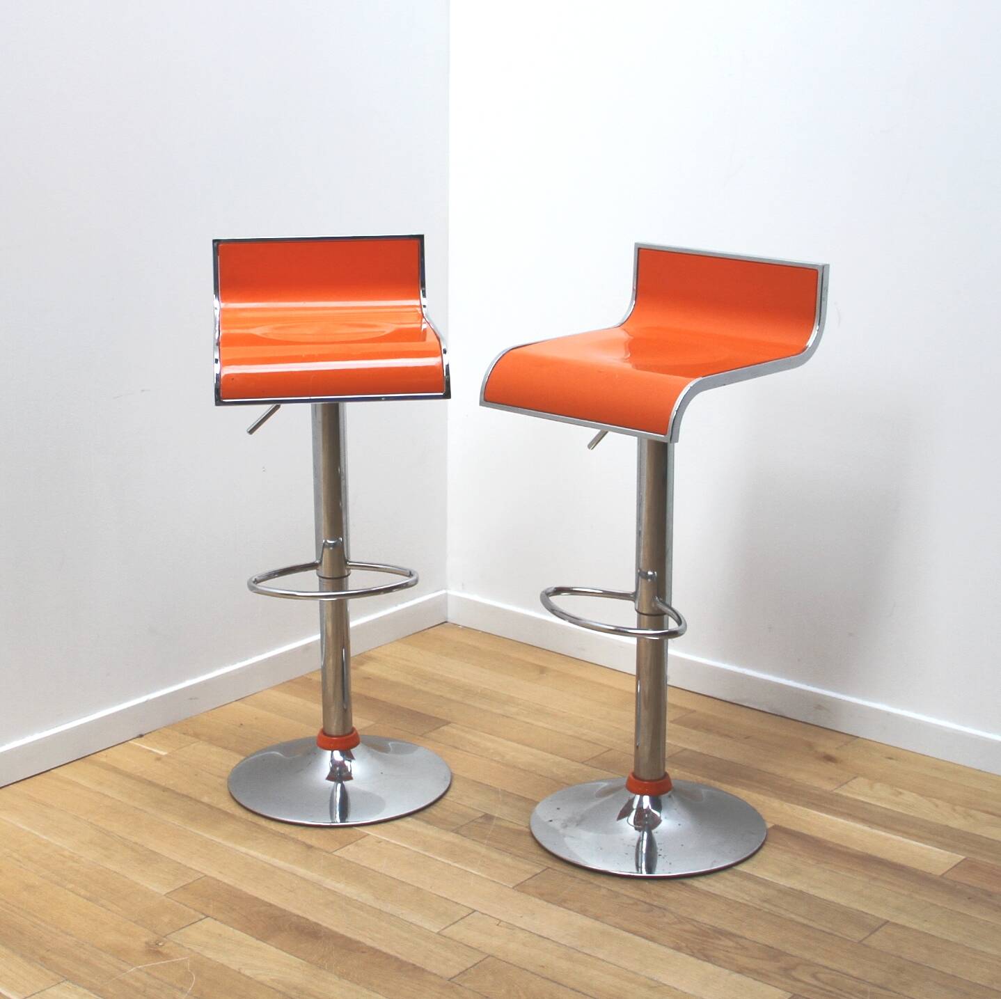 Pair of bar stools, industrial