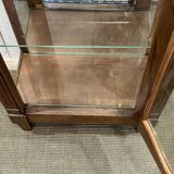19th century cherry wood display case with black marble top