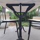 Marble oval veined bistro table + 2 aluminium chairs