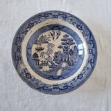 Exquisite Japanese antique deep plate with classic willow pattern from the 19th century