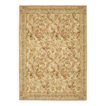 Handmade European Vintage Aubusson Kilim 262 cm x 377 cm
