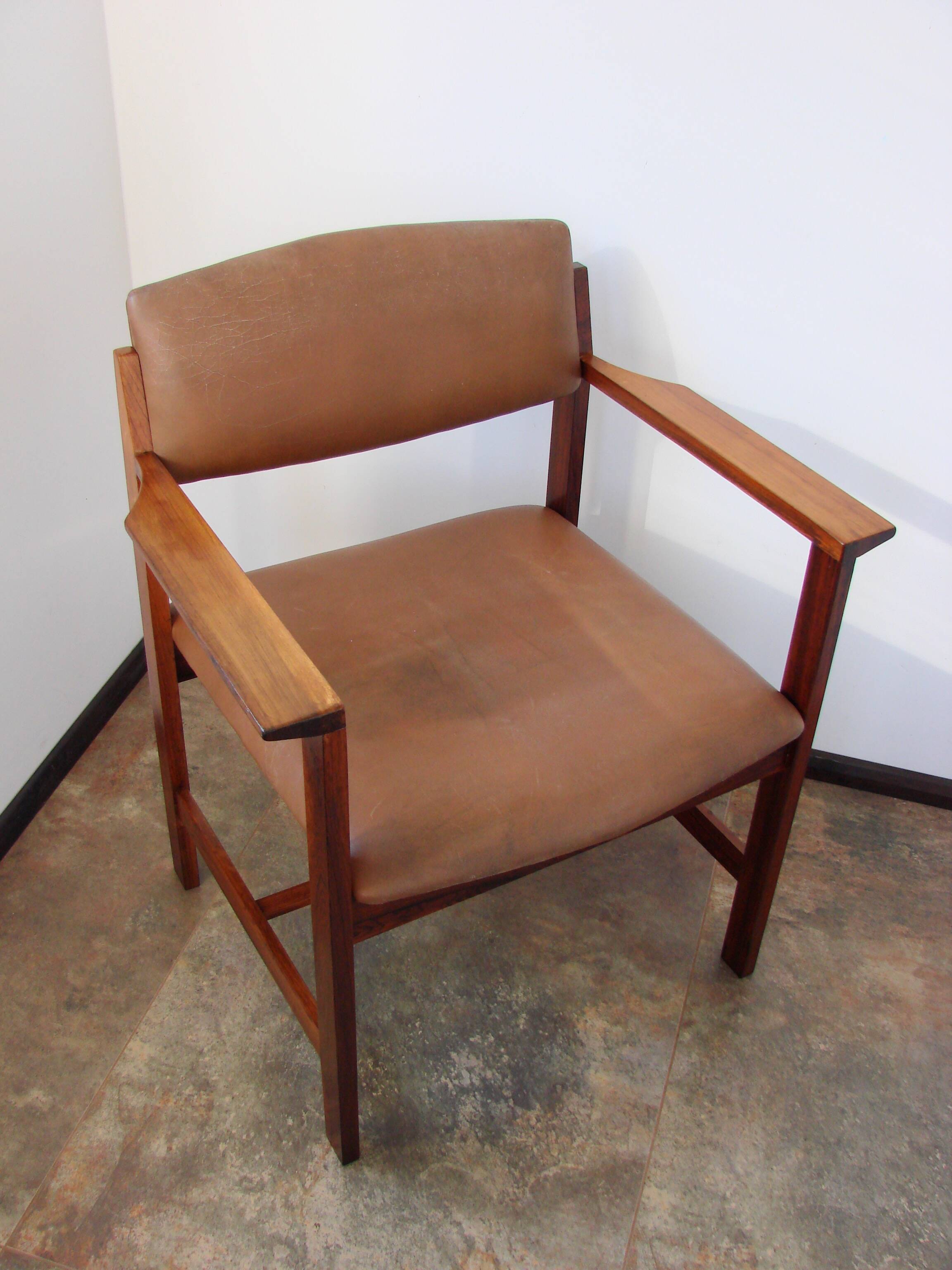 960s Scandinavian armchair – rosewood, leather, vintage