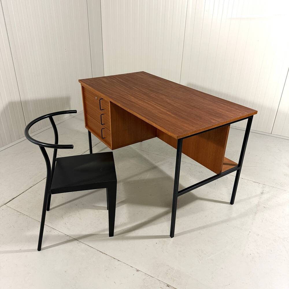 Günter Renkel teak and black steel free standing desk 1960’s