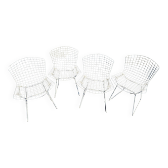 4 chaises blanches Knoll Bertoia