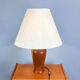 Danish table lamp by Dyrlund, teak with coarse linen, 1970s