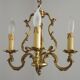 French Vintage Bronze Art Nouveau Style 4 Light 4 Sided Cage Chandelier