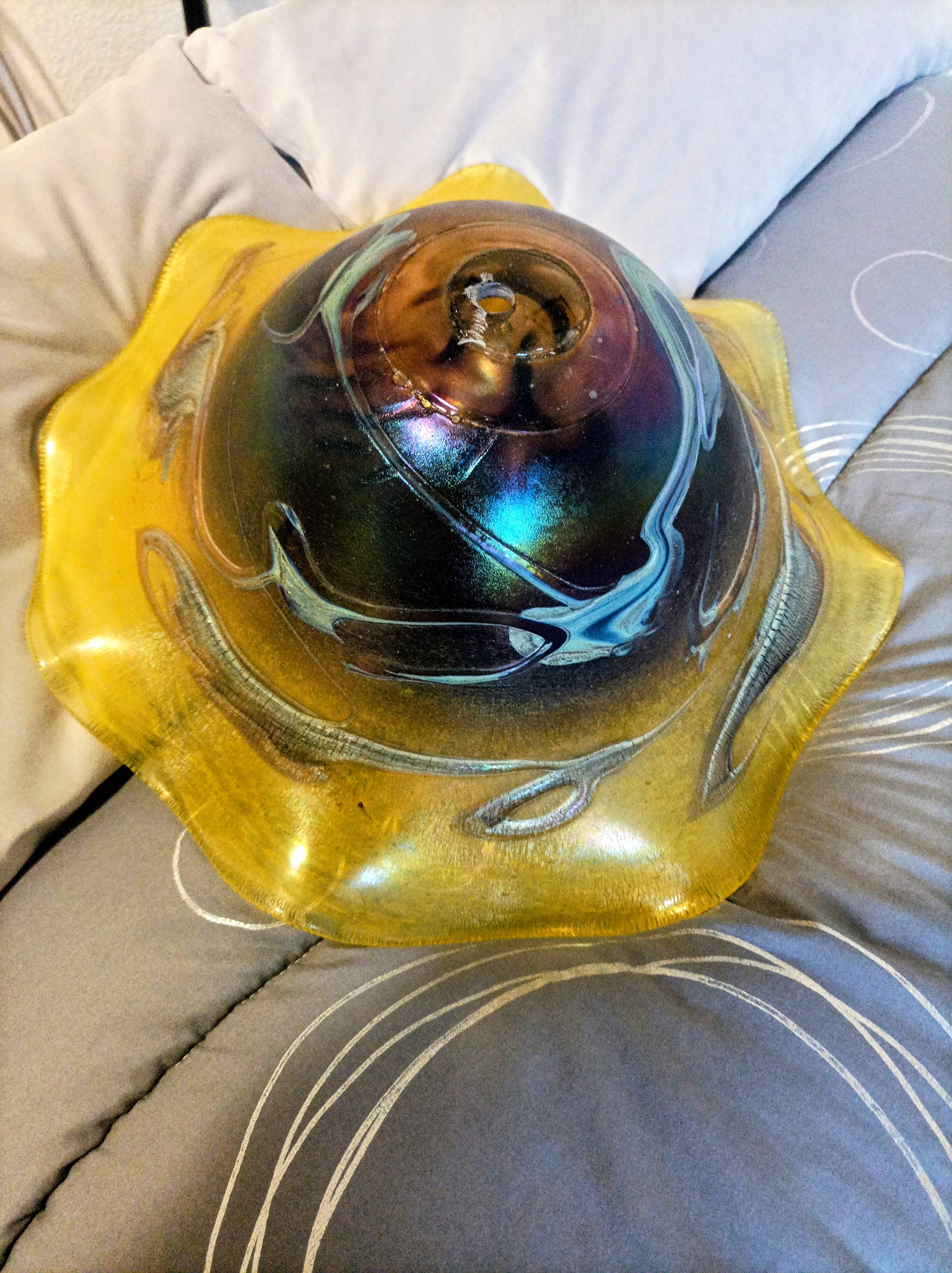 Large vintage lampshade in blown glass in the Biot style