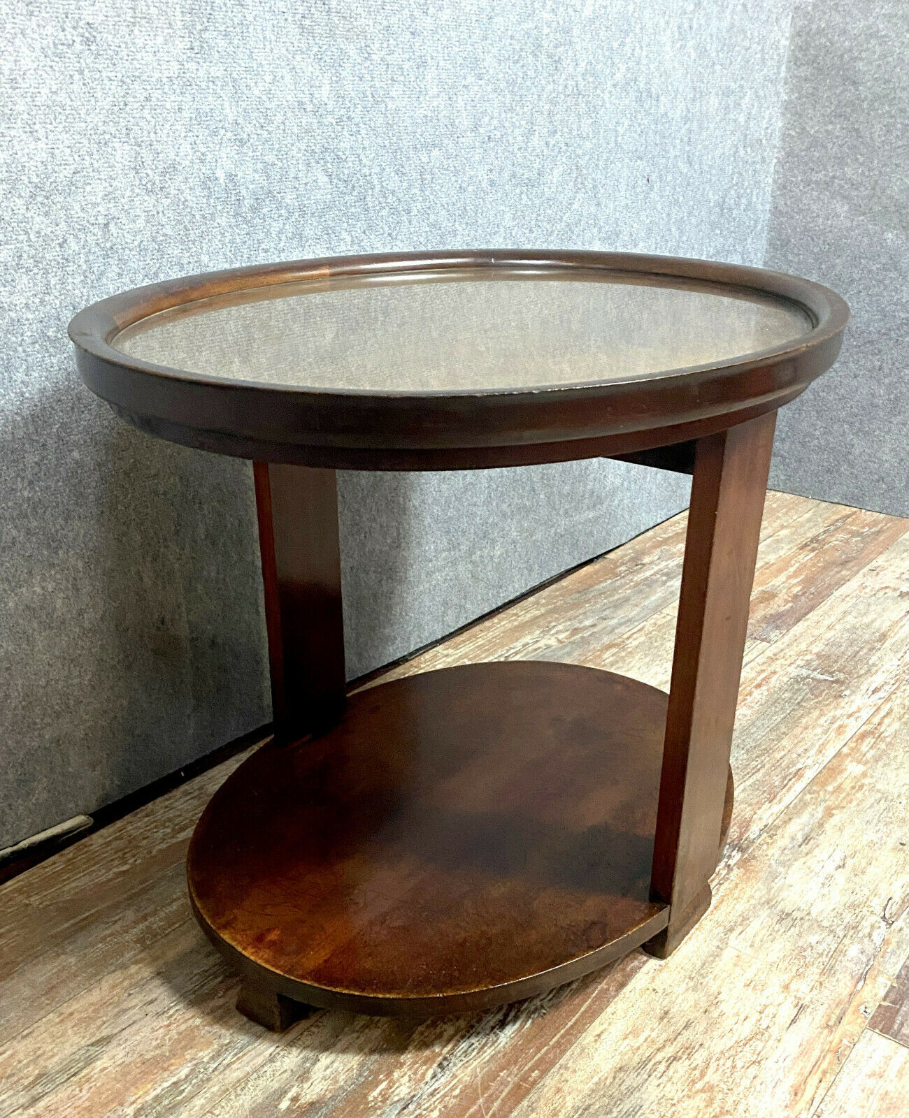 Art Deco-era flying table in mahogany and bramble around 1925