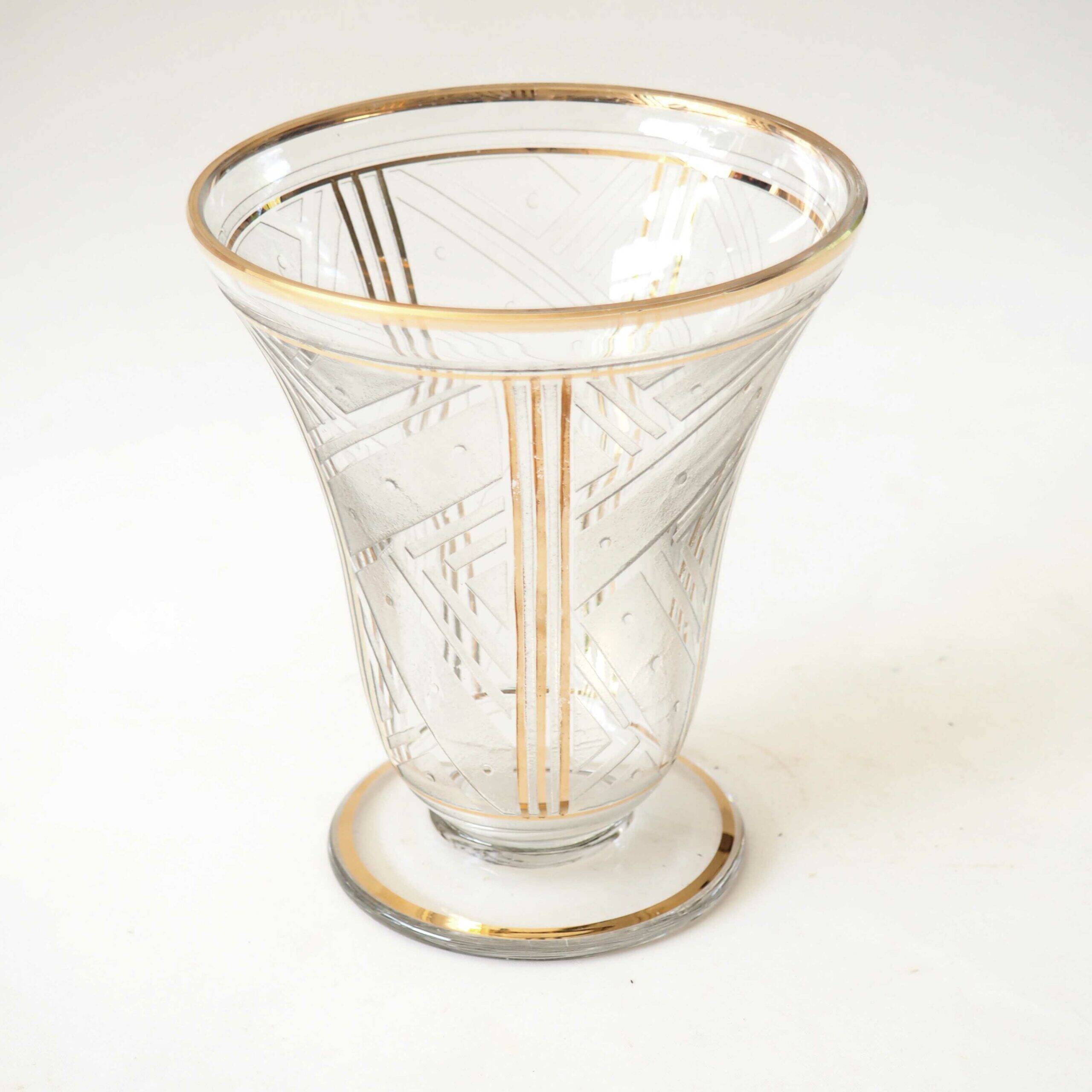 Frosted Art Deco carved vase