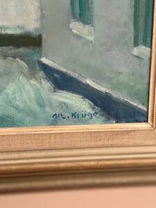 Original Swedish Oil on Canvas – "Vinter Kväll Viks" by Albert Krüger (1885–1965) – Signed – 1945 – Vintage and Framed