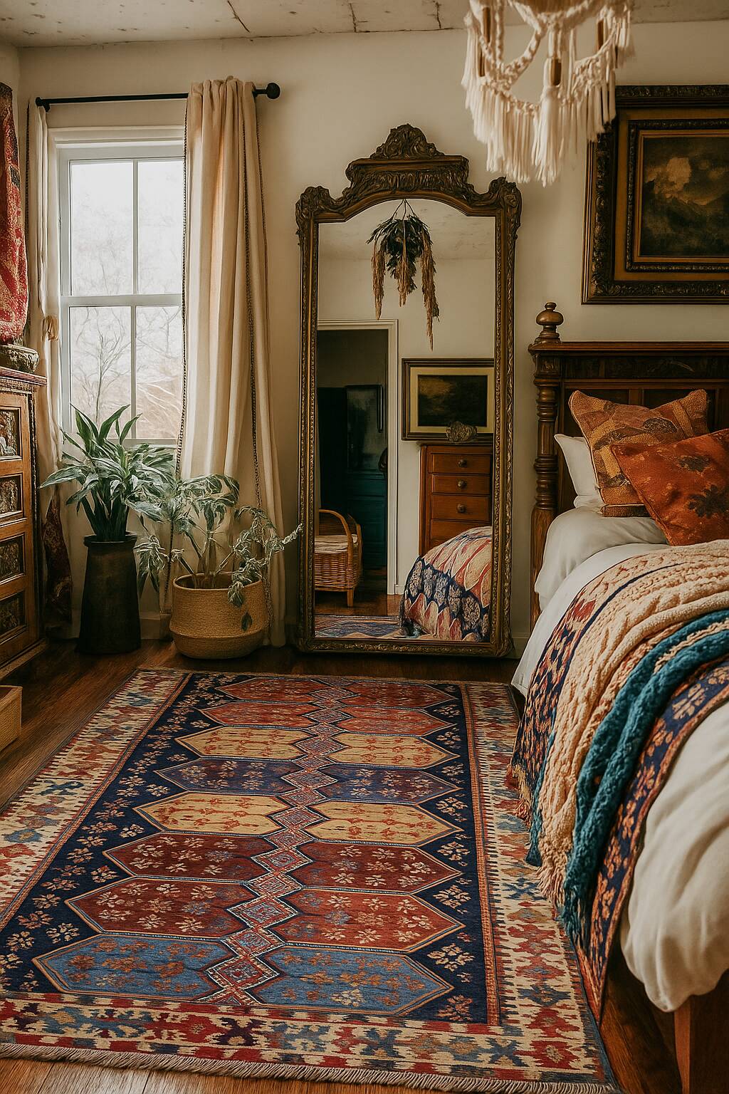 Tapis Kilim tribal turc tissage plat géométrique en laine, années 1880