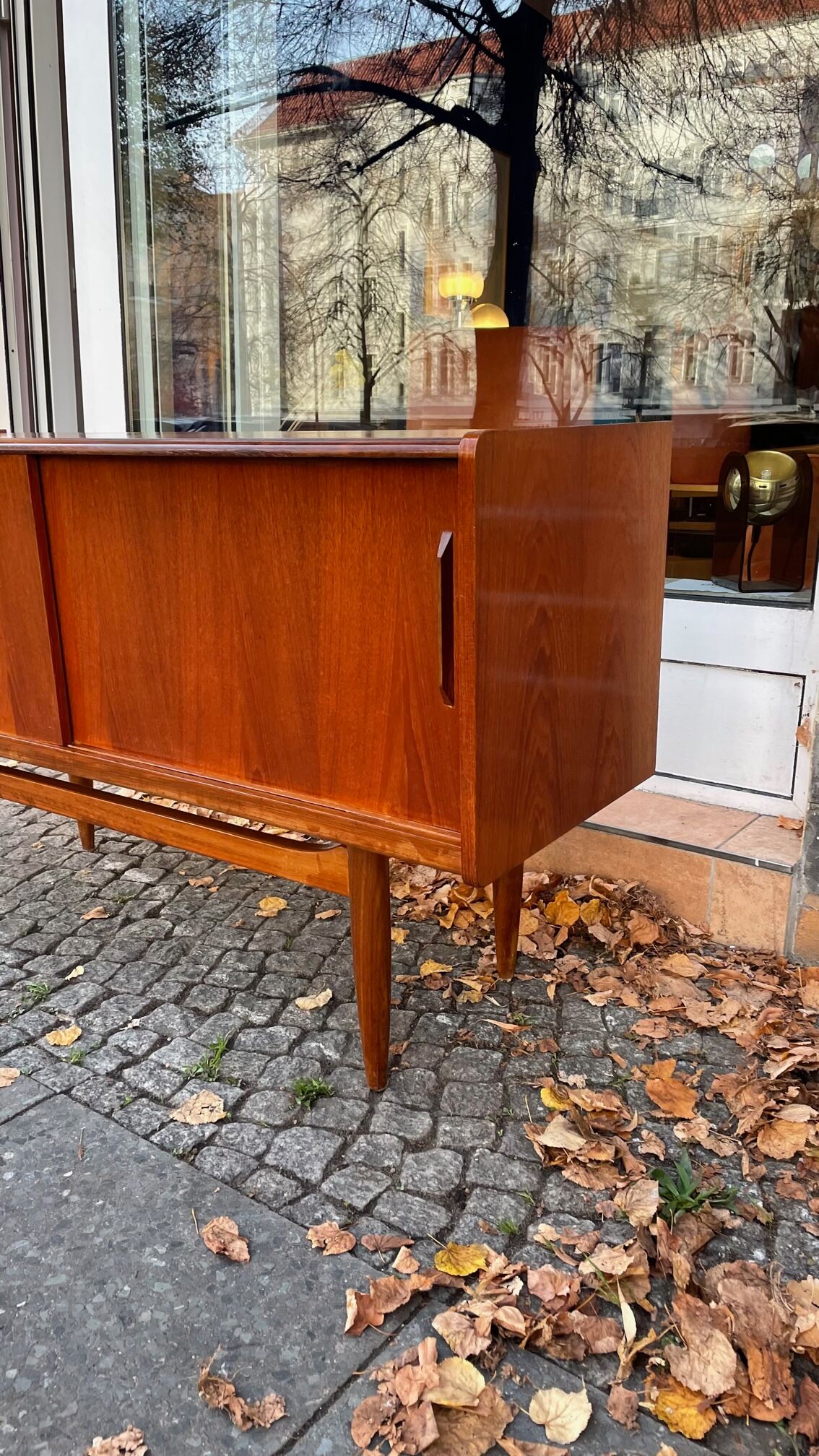 Sideboard two sliding teak doors 60s