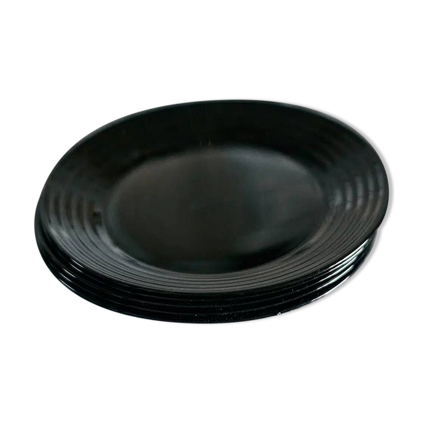 Set of 6 black glass plates "aechmea"