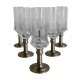 Série de six verre flute à champagne en cristal avec le pied en étain