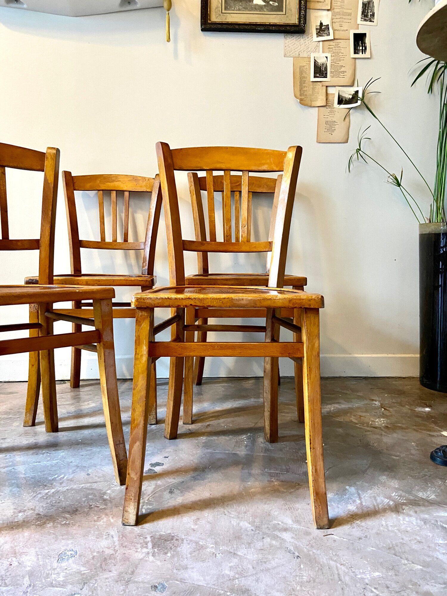 4 bistro chairs in light beech