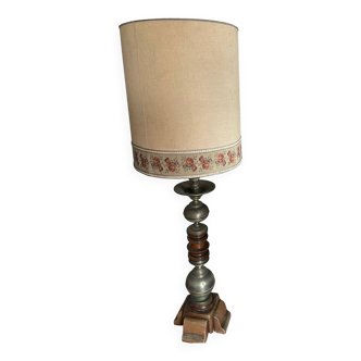 Retro wooden copper style floor lamp