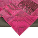 Hand-knotted oriental vintage 207 cm x 299 cm pink patchwork carpet