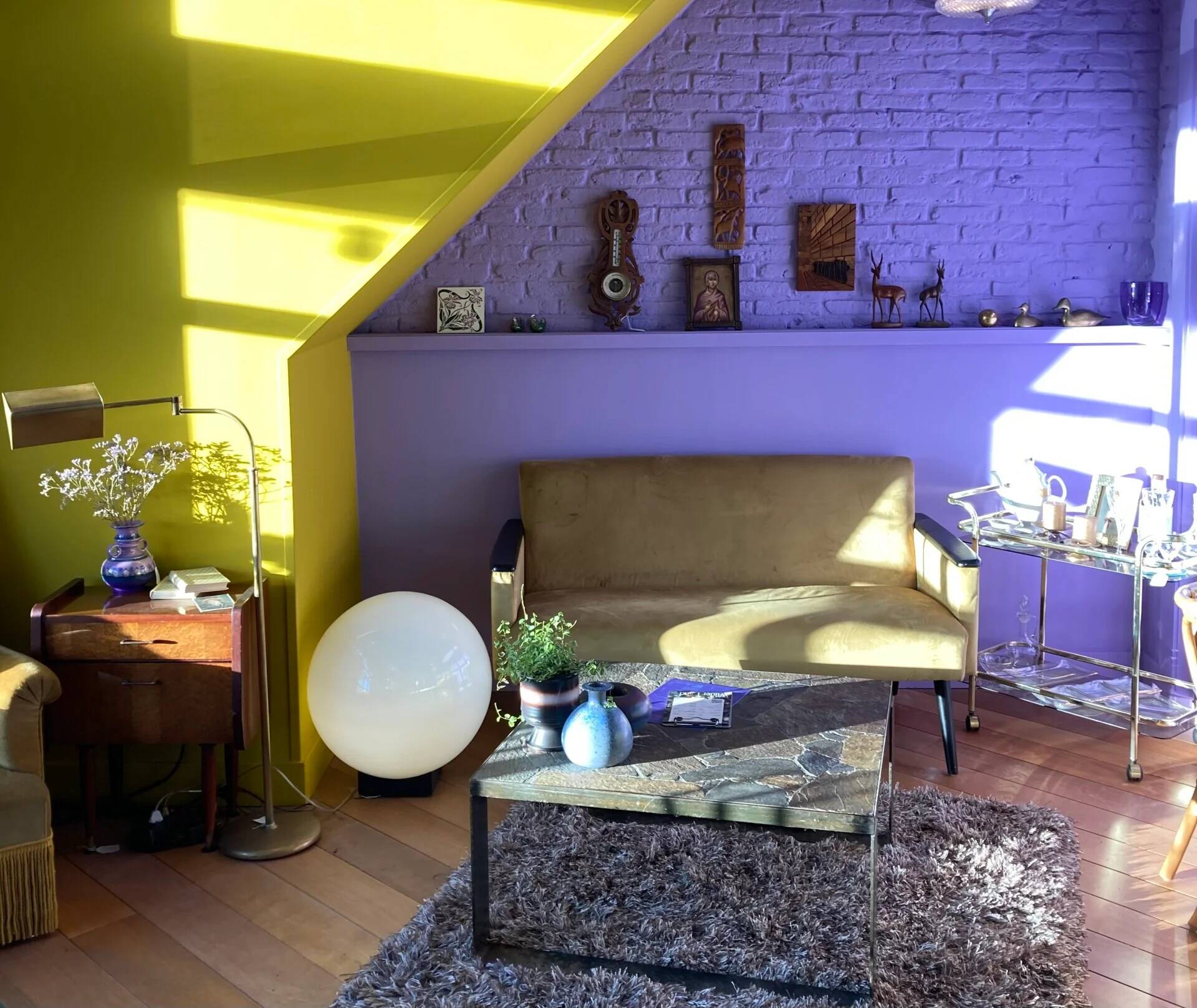 Vintage slate stone coffee table