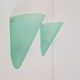 Vintage Triangular Conical Wall Sconces in Green Frosted Glass, 1990s, Set of 2