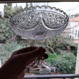 Ancien plateau sur pied en verre