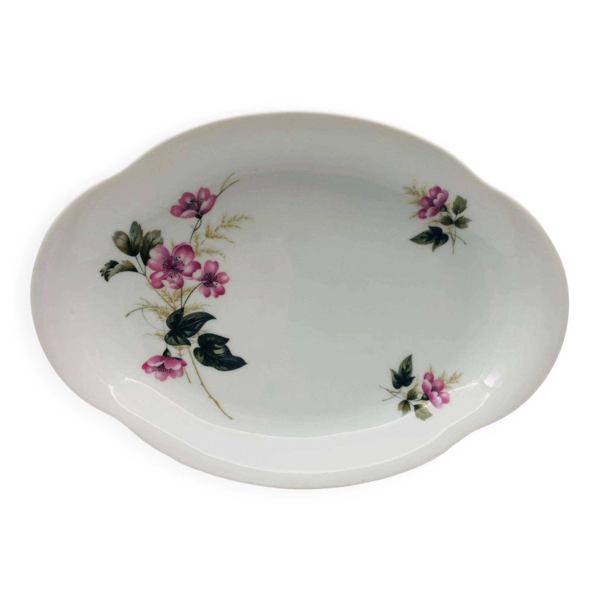 Oval serving dish in Limoges porcelain, Chastagner