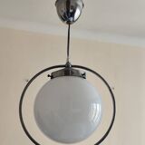 White opaline globe suspension and metal structure