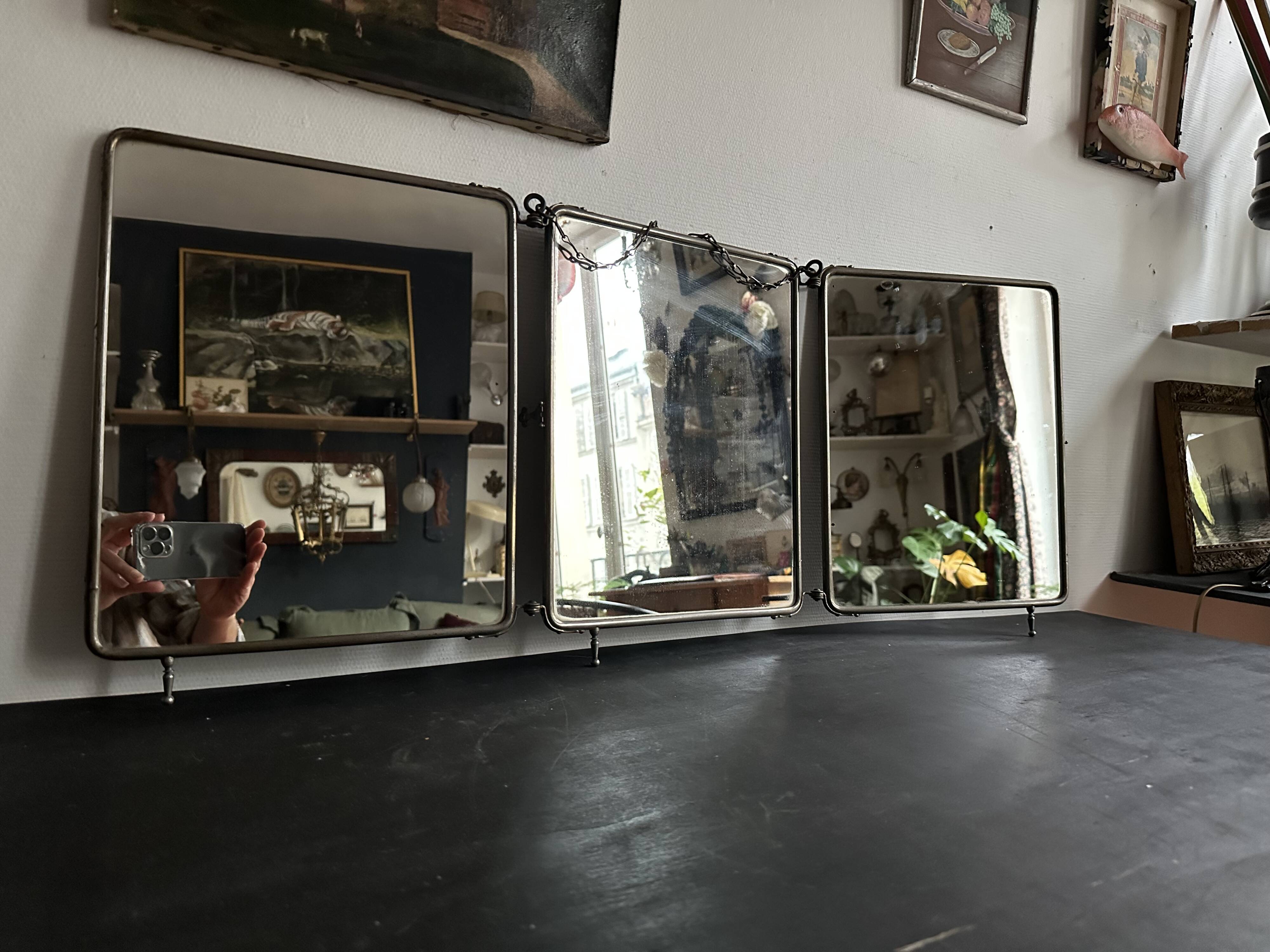 Art Deco triptych mirror, for table or wall mounting, 1900