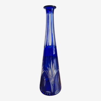 Cobalt blue Bohemian crystal soliflore vase