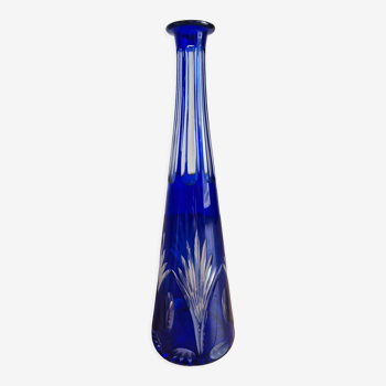 Vase soliflore en cristal de Bohême bleu cobalt