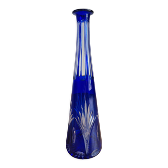 Vase soliflore en cristal de Bohême bleu cobalt