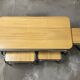 Set of 4 nesting coffee tables from the 70s, metal and solid oak.