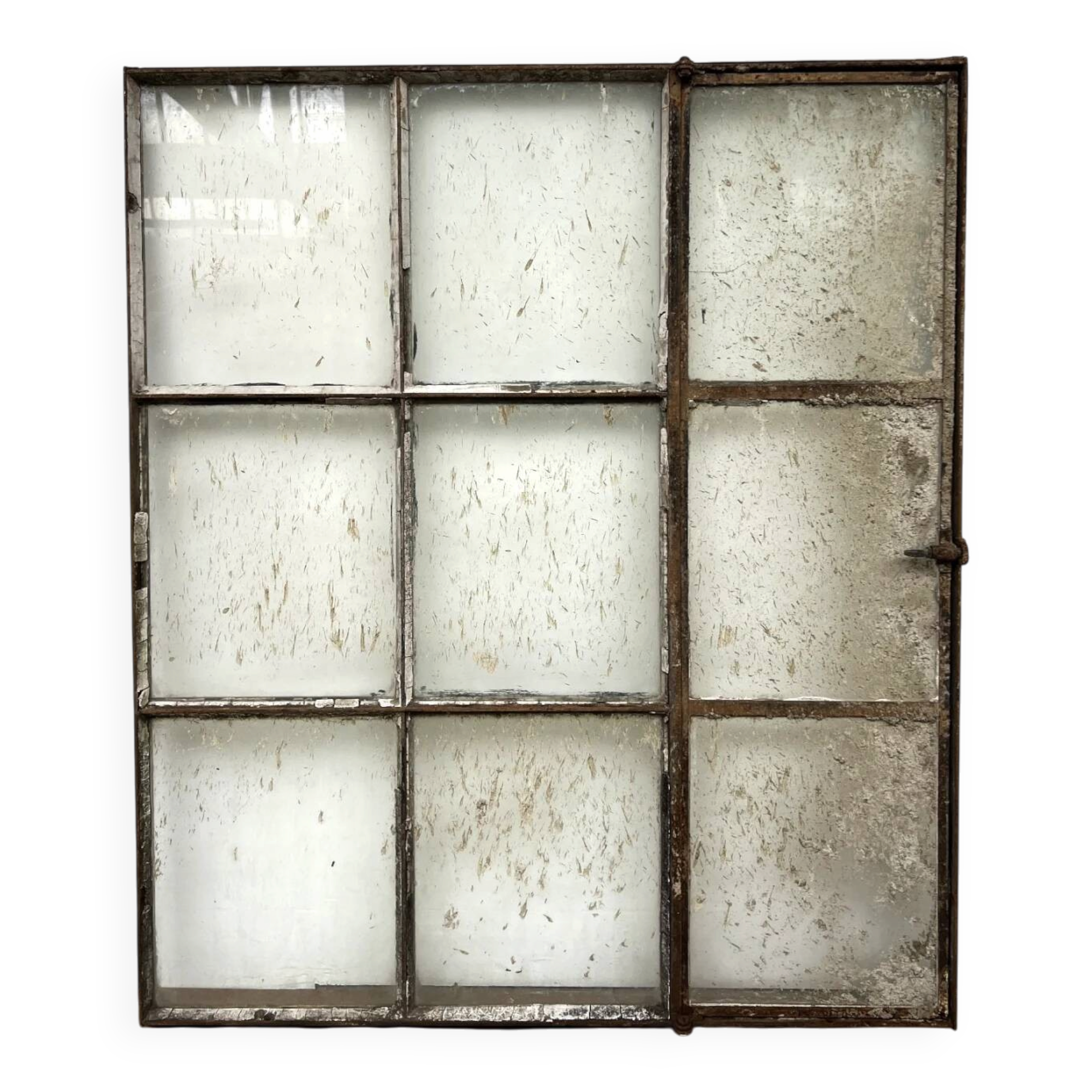 Old steel workshop skylight with opening.