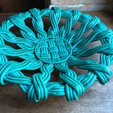 Woven green ceramic basket