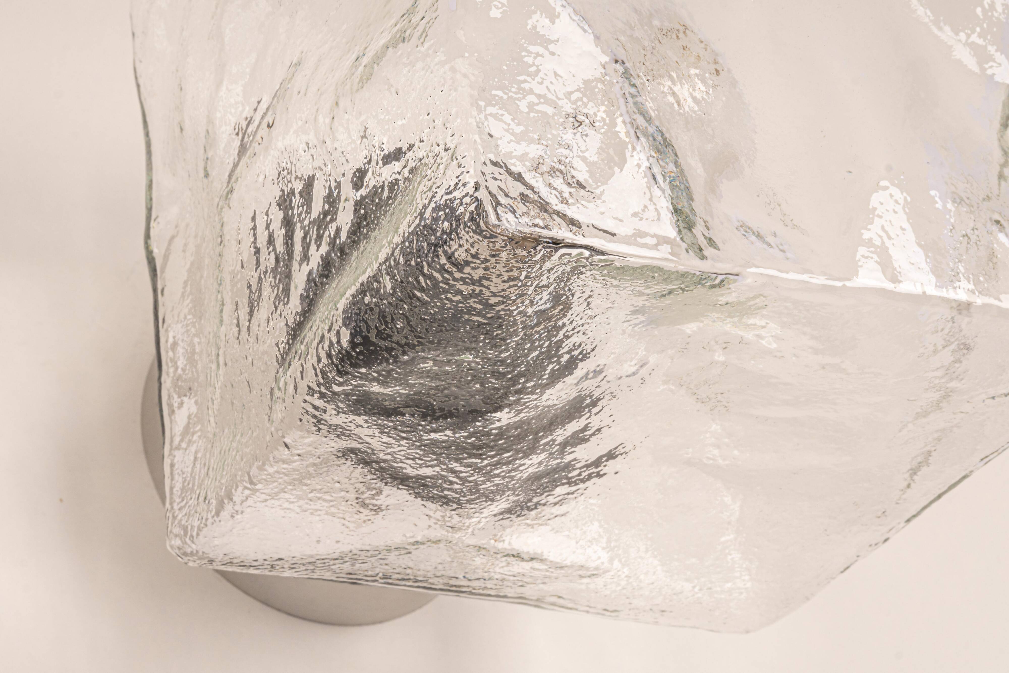 Large frosted glass wall lamp by Murano, designed by Kalmar Cube, Austria, 1960s.