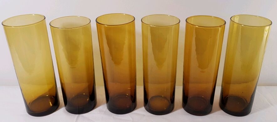 6 glasses amber glass