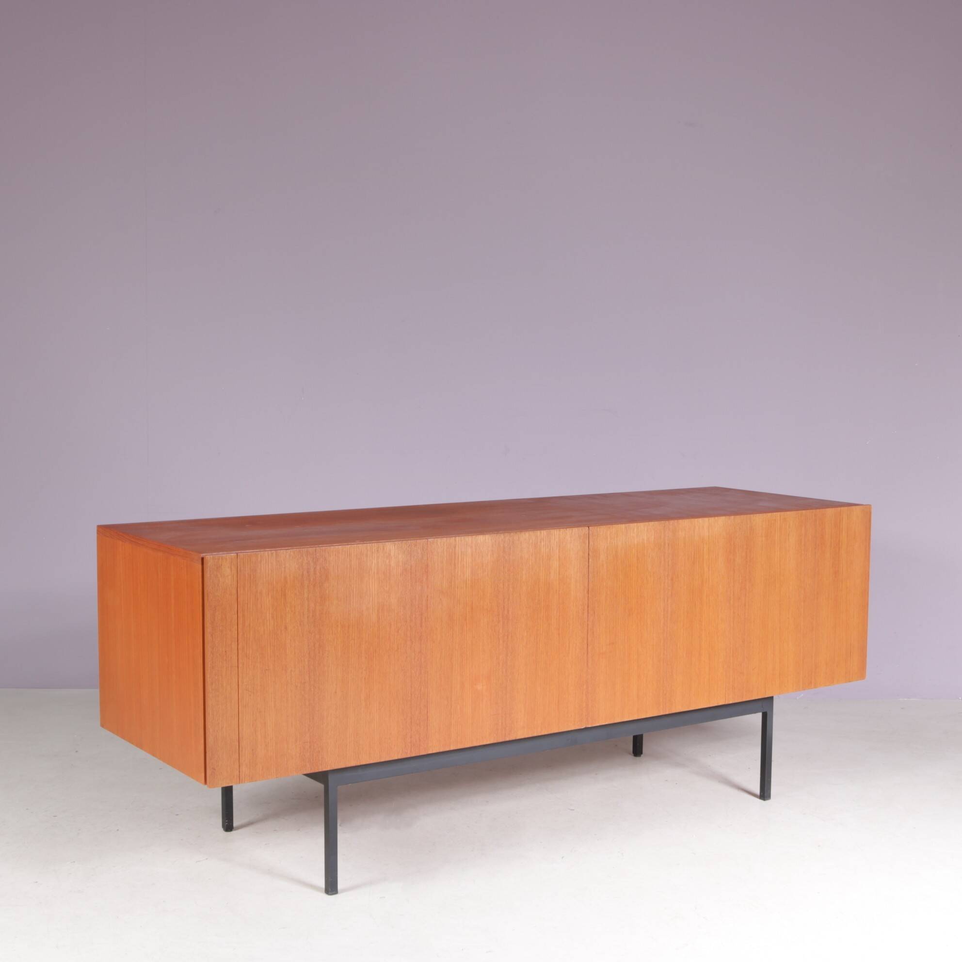1950s Teak sideboard on black metal base model: B20 by Dieter Wäckerling f