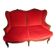 Antique Louis XV style red velvet sofa