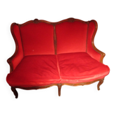 Canapé ancien style Louis xv velours rouge