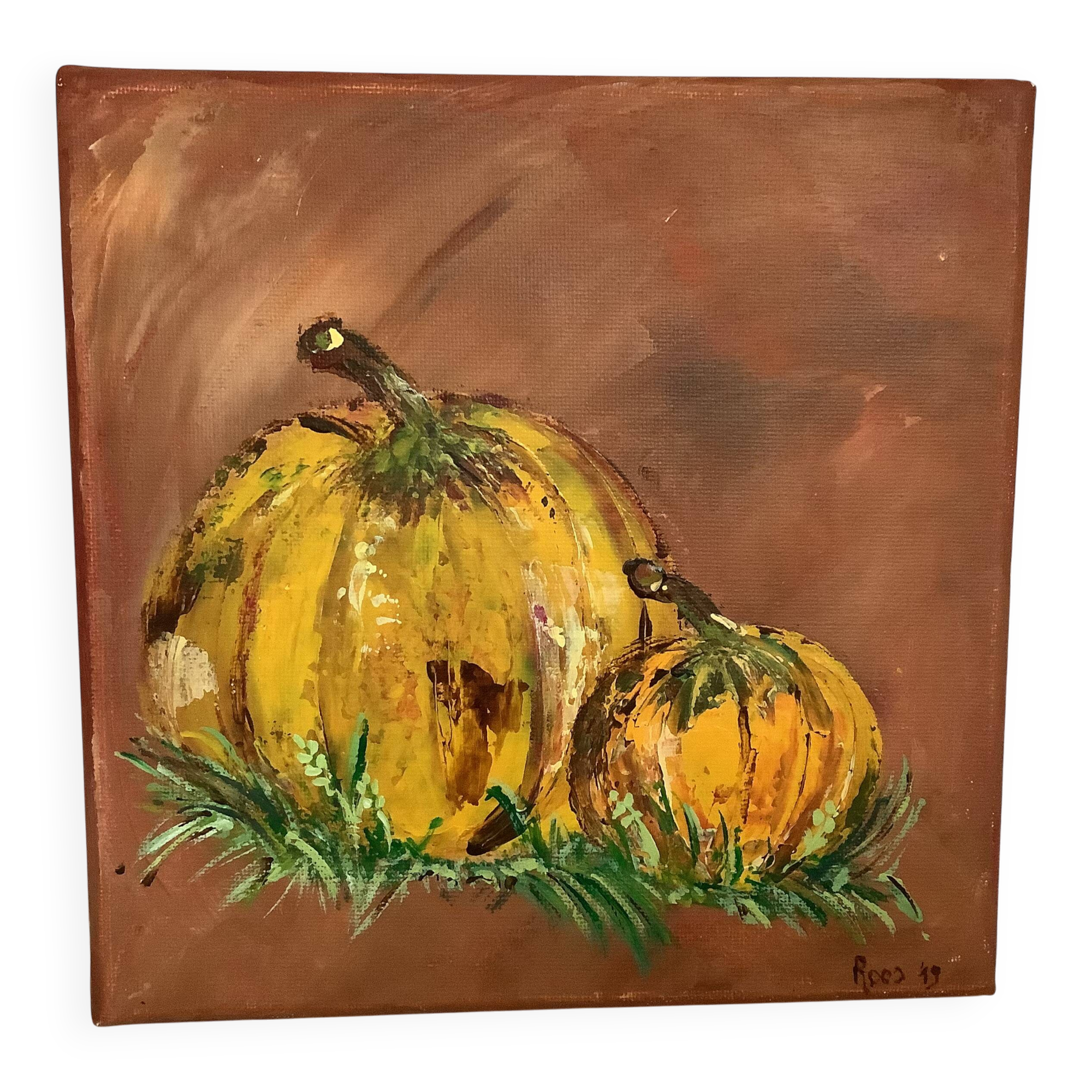 Small still life painting in oil on canvas, signed.