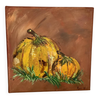 Small still life painting in oil on canvas, signed.