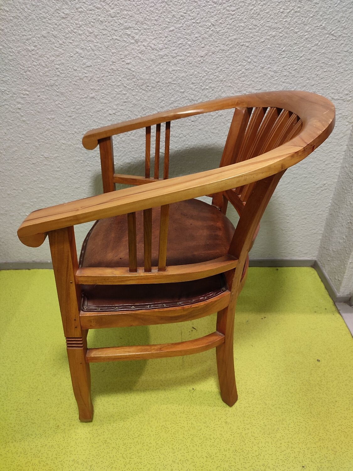 Fauteuil de bureau en teck et cuir vintage