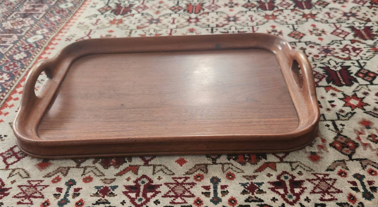 Antique teak tray: vintage