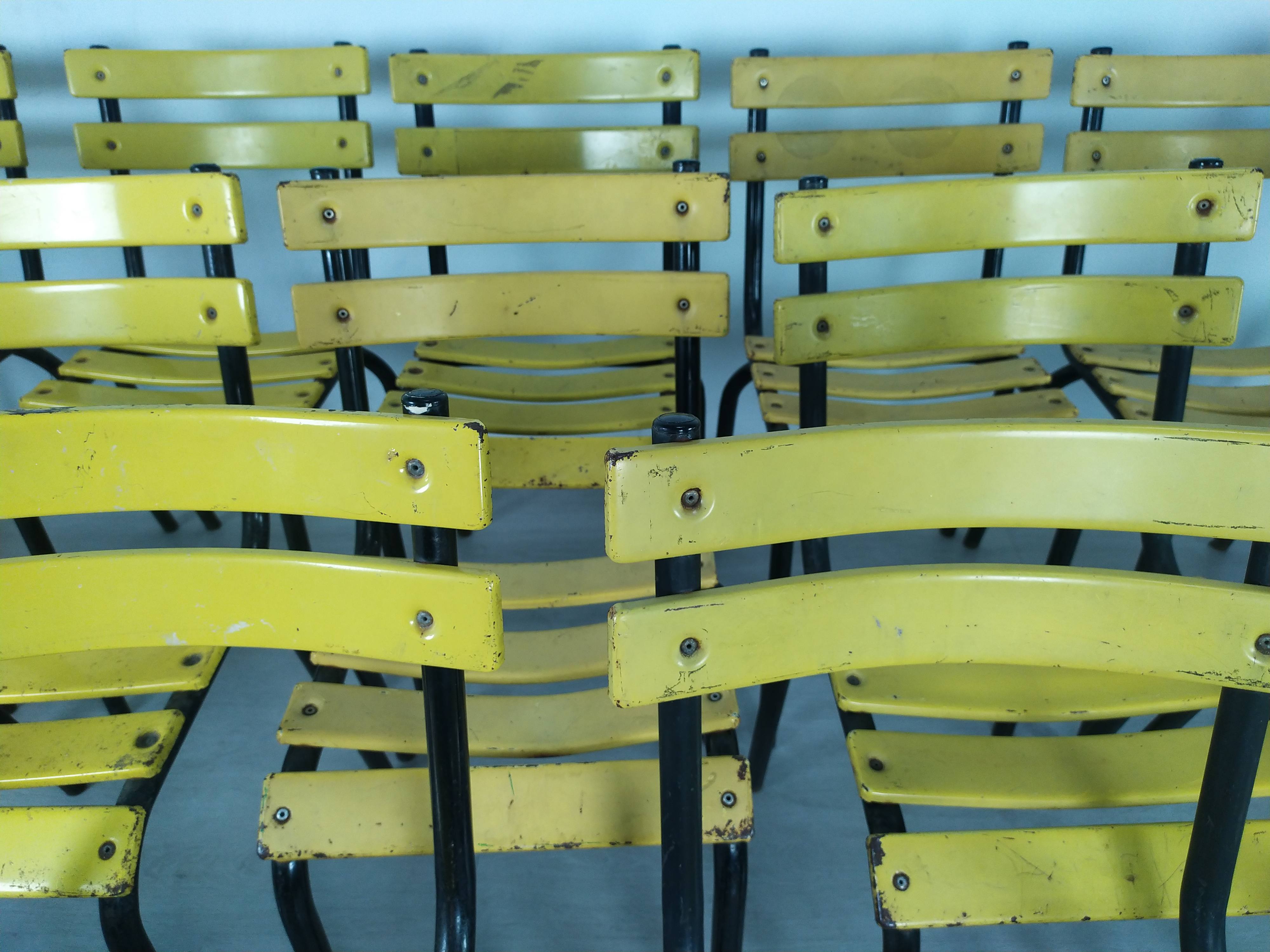 18 yellow metal bistro chairs